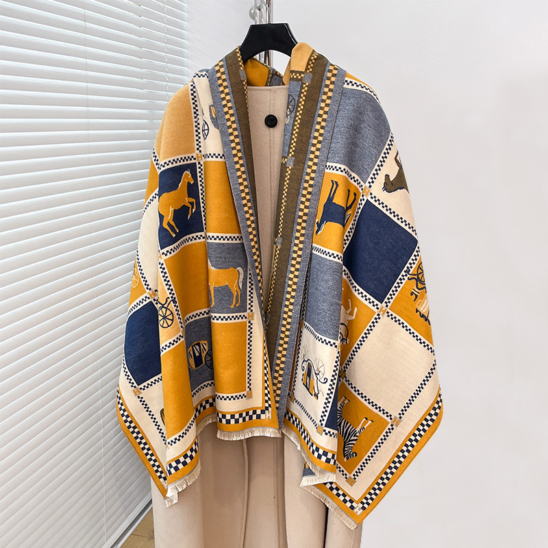 Woven Scarf Blanket - Lüks Sıcak Panço Kaşmir Kış Kadın