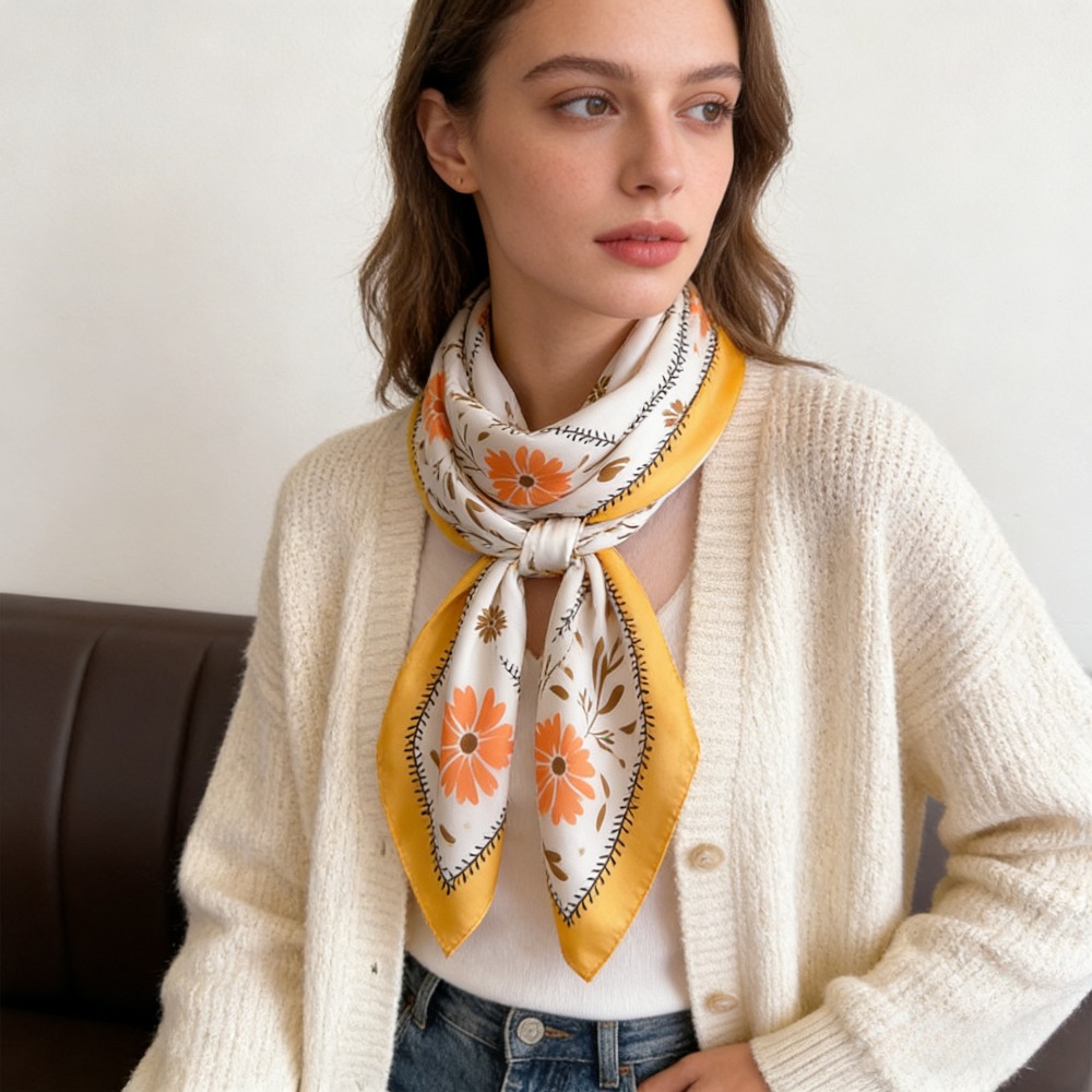 1 adet yeni baskılı moda ipek  - Scarf Silk Square incelemesi ve fiyatı